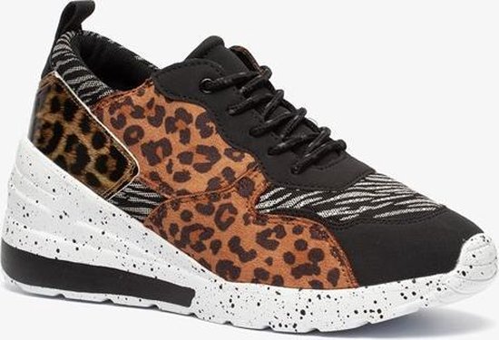 Blue Box dames sneakers met dierenprint - Bruin - Maat 39 | bol.com