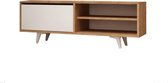 Nancy's Clarke TV-Meubel - Tv-Kast - Opbergruimte - 2 Open Vakken - 1 Klep - 120 x 47 x 35 cm - Bruin - Wit - Industrieel