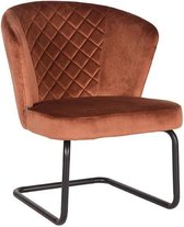 Nancy's Fauteuil Flow - Stoel - Fauteuils - Industrieel - Fluweel - Rust - 65 x 65 x 81 cm