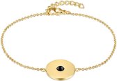 Twice As Nice Armband in goudkleurig edelstaal, cirkel met onyx  15 cm+3 cm