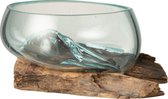 J-Line Vaas Op Voet Gamal Hout Gerecycleerd Glass Naturel Transparant Small - Bloemenvaas 10.5 cm hoog