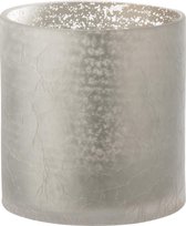 J-Line Windlicht Cilinder Craquele Glas Grijs Medium
