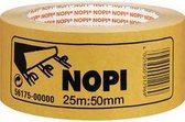 NOPI dubbelzijdig tape, 25m x 50mm, op een bruine rol.