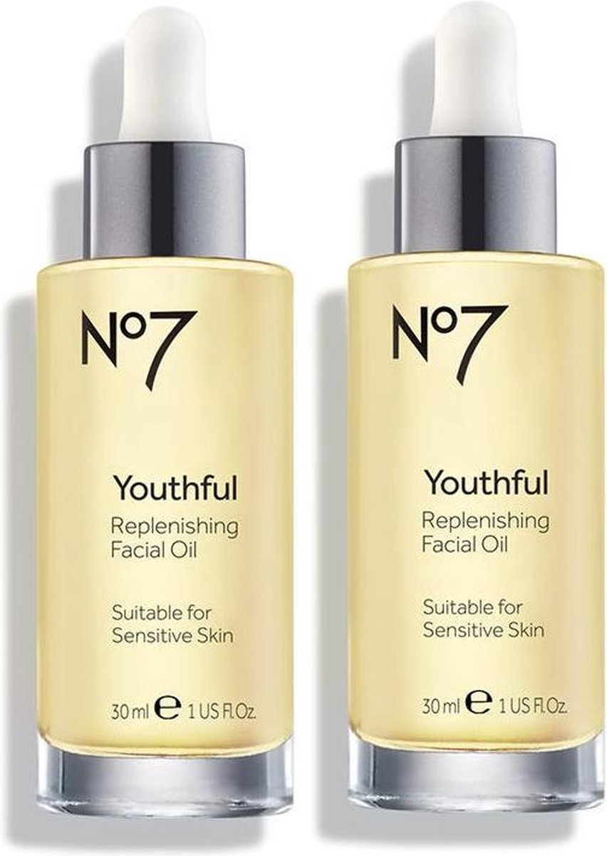 No7 Youthful Facial Oil - gezichtsolie - hydraterend - vermindert fijne lijntjes en rimpels 2x30ml