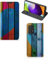 Smartphone Hoesje Geschikt voor Samsung Galaxy A52/A52s 5G Mobiel Bookcase Wood Heart