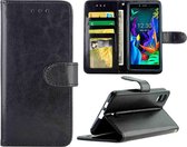 Voor LG K20 (2019) Crazy Horse Texture Leather Horizontale Flip beschermhoes met houder & kaartsleuven & portemonnee & fotolijst (zwart)