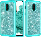 Glitter poeder contrast huid schokbestendig siliconen + pc beschermhoes voor OnePlus 6T (groen)