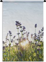 Tapisserie Lavande - Gros plan de lavande au coucher du soleil Tapisserie murale coton 60x90 cm - Tapisserie murale avec photo