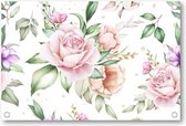 Bloemen waterverf stijl - Tuinposter 90x60 - Wanddecoratie - Natuur - Bloemen - Kinderkamer