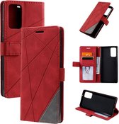 Voor Samsung Galaxy Note20 Skin Feel Splicing Horizontale flip lederen tas met houder & kaartsleuven & portemonnee & fotolijst (rood)
