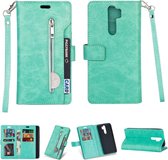 Voor Xiaomi Redmi Note 8 Pro Multifunctionele Rits Horizontale Flip Leren Case met Houder & Portemonnee & 9 Kaartsleuven & Lanyard (Mintgroen)