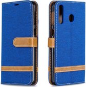 Kleurafstemming Denim Texture Leather Case voor Galaxy M30, met houder & kaartsleuven & portemonnee & lanyard (koningsblauw)