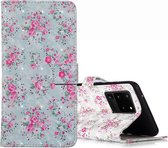 Voor Galaxy S20 Ultra 3D-patroon Magnetische zuiging Horizontale flip lederen tas met houder en kaartsleuven & portemonnee en fotohouder (roze bloem)