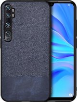 Voor Xiaomi Mi CC9 Pro Shockproof Splicing PU + stoffen beschermhoes (blauw)