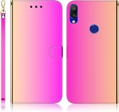 Voor Xiaomi Redmi 7 / Y3 geÃ¯miteerd spiegelend oppervlak Horizontale flip lederen tas met houder en kaartsleuven & portemonnee en lanyard (kleurverloop)