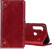 Voor Xiaomi Redmi Note 8T koperen gesp nappa textuur horizontale flip lederen tas met houder & kaartsleuven & portemonnee (wijnrood)