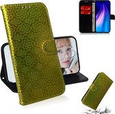 Voor Xiaomi Redmi Note 8 Effen kleur Kleurrijke magnetische gesp Horizontale flip PU lederen tas met houder & kaartsleuven & portemonnee en lanyard (goud)