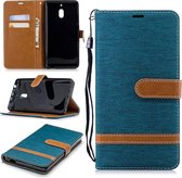 Kleurafstemming Denim Texture Leren Case voor Nokia 2.1 (2018), met houder & kaartsleuven & portemonnee & draagkoord (groen)