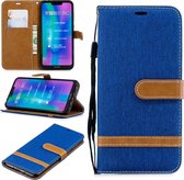 Kleurafstemming Denim Texture Leather Case voor Huawei Honor 8C, met houder & kaartsleuven & portemonnee & lanyard (koningsblauw)