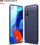 Voor Huawei Nova 6 Brushed Texture Carbon TPU Case (Navy Blue)