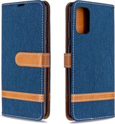 Voor Galaxy A41 Kleuraanpassing Denim Texture Horizontaal Flip Leren Case met Houder & Kaartsleuven & Portemonnee & Lanyard (Donkerblauw)