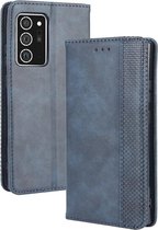 Voor Samsung Galaxy Note20 ultra magnetische gesp retro gekke paard textuur horizontale flip lederen case met houder & kaartsleuven & fotolijst (blauw)