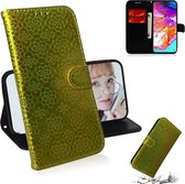 Voor Galaxy A70 effen kleur kleurrijke magnetische gesp horizontale flip pu lederen case met houder & kaartsleuven & portemonnee & lanyard (goud)
