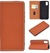 Voor Galaxy S20 effen kleur mat magnetische horizontale flip lederen tas met kaartsleuven en houder (bruin)