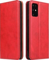 Voor Galaxy S20 Fierre Shann PU lederen textuur horizontale flip lederen tas met houder & kaartsleuven & portemonnee (rood)
