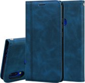 Voor Geschikt voor Xiaomi Redmi Note 7 Frosted Business Magnetische horizontale flip PU lederen tas met houder en kaartsleuf en lanyard (blauw)