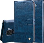 Voor Geschikt voor Xiaomi Redmi Note 9 Business Style Oil Wax Texture Horizontal Flip Leather Case met houder & kaartsleuven & portemonnee (Royal Blue)