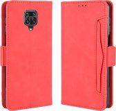 Voor Xiaomi Redmi Note 9 Pro / Note 9s / Note 9 Pro Max Wallet Style Skin Feel Calf Pattern Leather Case met aparte kaartsleuf (rood)