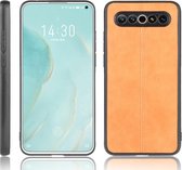 Voor Meizu 17/17 Pro schokbestendig naaien koe patroon huid PC + PU + TPU Case (oranje)