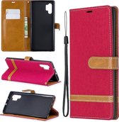 Kleuraanpassing Denim Texture Horizontale Flip Leather Case met houder & kaartsleuven & portemonnee & lanyard voor Galaxy Note10 + (rood)