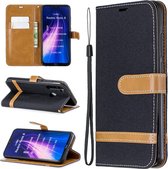 Voor Xiaomi Redmi Note 8 Kleuraanpassing Denim Texture Horizontaal Flip Leather Case met houder & kaartsleuven & Wallet & Lanyard (zwart)