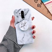 Glossy Marble Folding Bracket Anti-drop TPU Case voor Huawei Mate 20 Lite (Z6)
