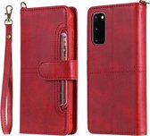 Voor Galaxy S20 Multifunctionele afneembare magnetische horizontale flip lederen tas met kaartsleuven en houder en portemonnee (rood)