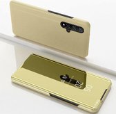 Galvaniseren spiegel horizontale flip lederen case voor Huawei Honor 20 met houder (goud)