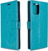 Voor Galaxy A91 Crazy Horse Texture Horizontale Flip Leather Case met houder & kaartsleuven & portemonnee & fotolijst (blauw)