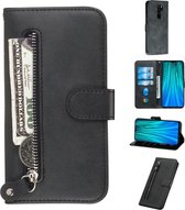 Voor Geschikt voor Xiaomi Redmi Note 8 Pro Fashion Calf Texture Zipper Horizontal Flip PU Leather Case, with Holder & Card Slots & Wallet (Black)