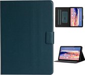 Voor Huawei MediaPad T5 effen kleur horizontale flip lederen tas met kaartsleuven en houder (donkergroen)