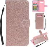 Voor Samsung Galaxy S10 Plus Glitterpoeder Horizontaal Flip Leren Case met Kaartsleuven & Houder & Fotolijst & Portemonnee (Rose Goud)