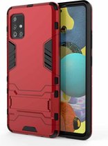 Voor Samsung Galaxy A51 5G PC + TPU schokbestendige beschermhoes met onzichtbare houder (rood)
