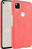 Voor Google Pixel 4a schokbestendige krokodiltextuur PC + PU-behuizing (rood)