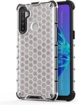 Voor OPPO Realme C3 Shockproof Honeycomb PC + TPU Case (wit)