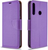 Voor Huawei P40 Lite E / Y7P Litchi Texture Pure Color Horizontal Flip PU Leather Case met houder & kaartsleuven & Wallet & Lanyard (paars)