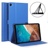 WY-1595A Voor Xiaomi Mi Pad 4 Plus / 10.1 inch 2018 Ultradunne koolstofvezel PU-lederen tablet-pc Beschermhoes met beugel met meerdere posities (blauw)