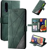 Voor Samsung Galaxy A50 Skin Feel Splicing Horizontale flip lederen tas met houder & kaartsleuven & portemonnee & fotolijst (groen)