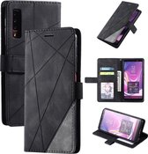 Voor Samsung Galaxy A7 (2018) Skin Feel Splicing Horizontale flip lederen tas met houder & kaartsleuven & portemonnee & fotolijst (zwart)