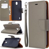 Voor Nokia 1.3 Litchi Texture Pure Color Horizontale Flip Leather Case met houder & kaartsleuven & Wallet & Lanyard (grijs)